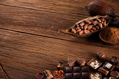 Assorted Gourmet Chocolates And Raw Cacao Beans