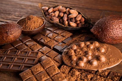 Assorted Chocolate Bars and Raw Cacao Beans