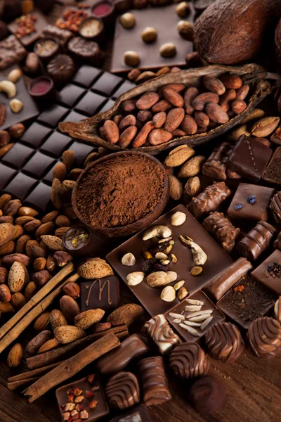 Assorted Gourmet Chocolates and Raw Cacao Ingredients