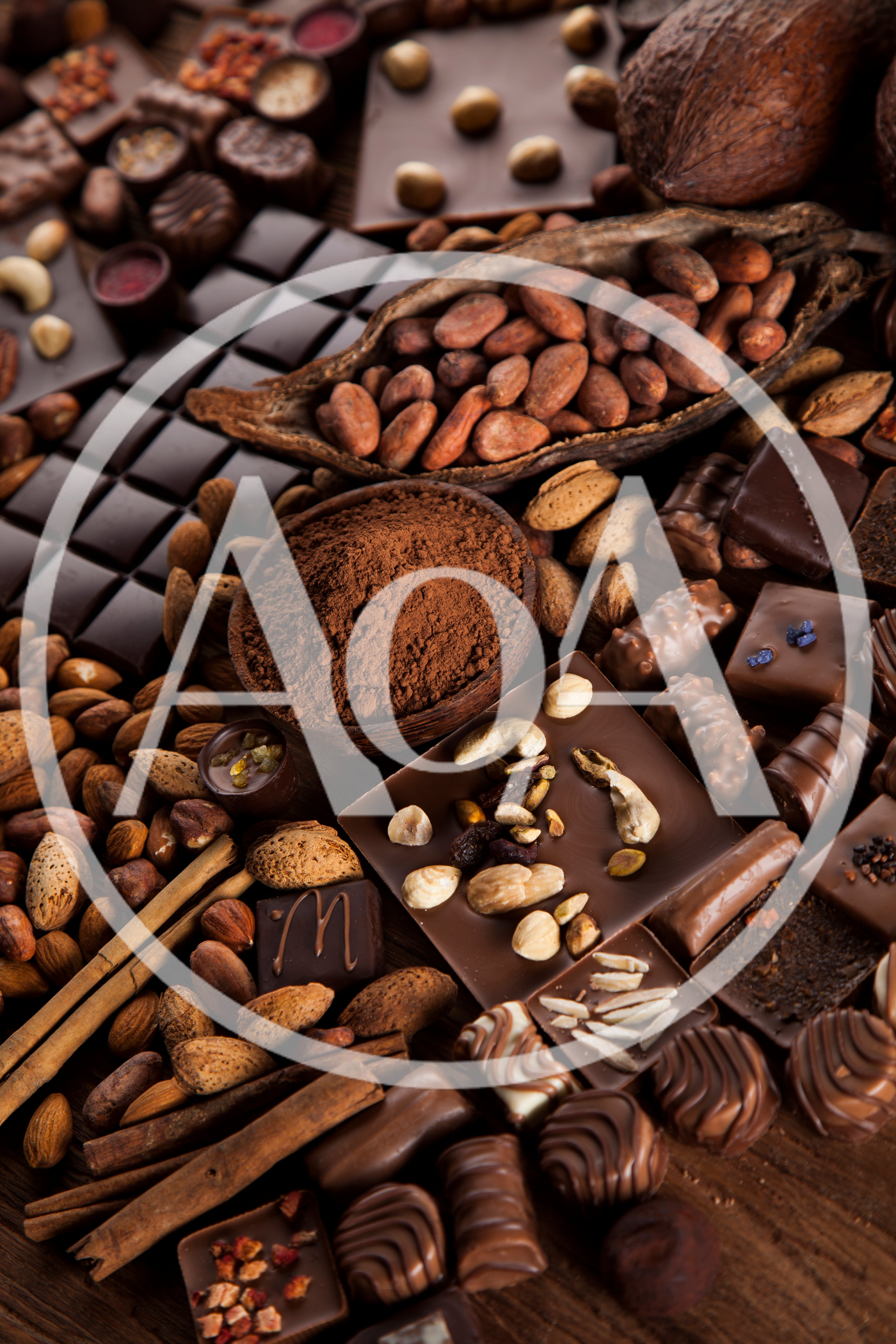 Assorted Gourmet Chocolates and Raw Cacao Ingredients