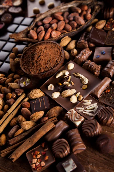 Assorted Gourmet Chocolates With Nuts And Cocoa Powder