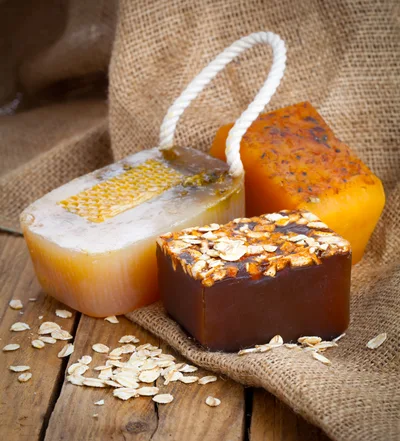 Handmade Natural Soap Bars With Honey And Oats