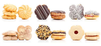 Assorted Gourmet Cookies Isolated On White Background