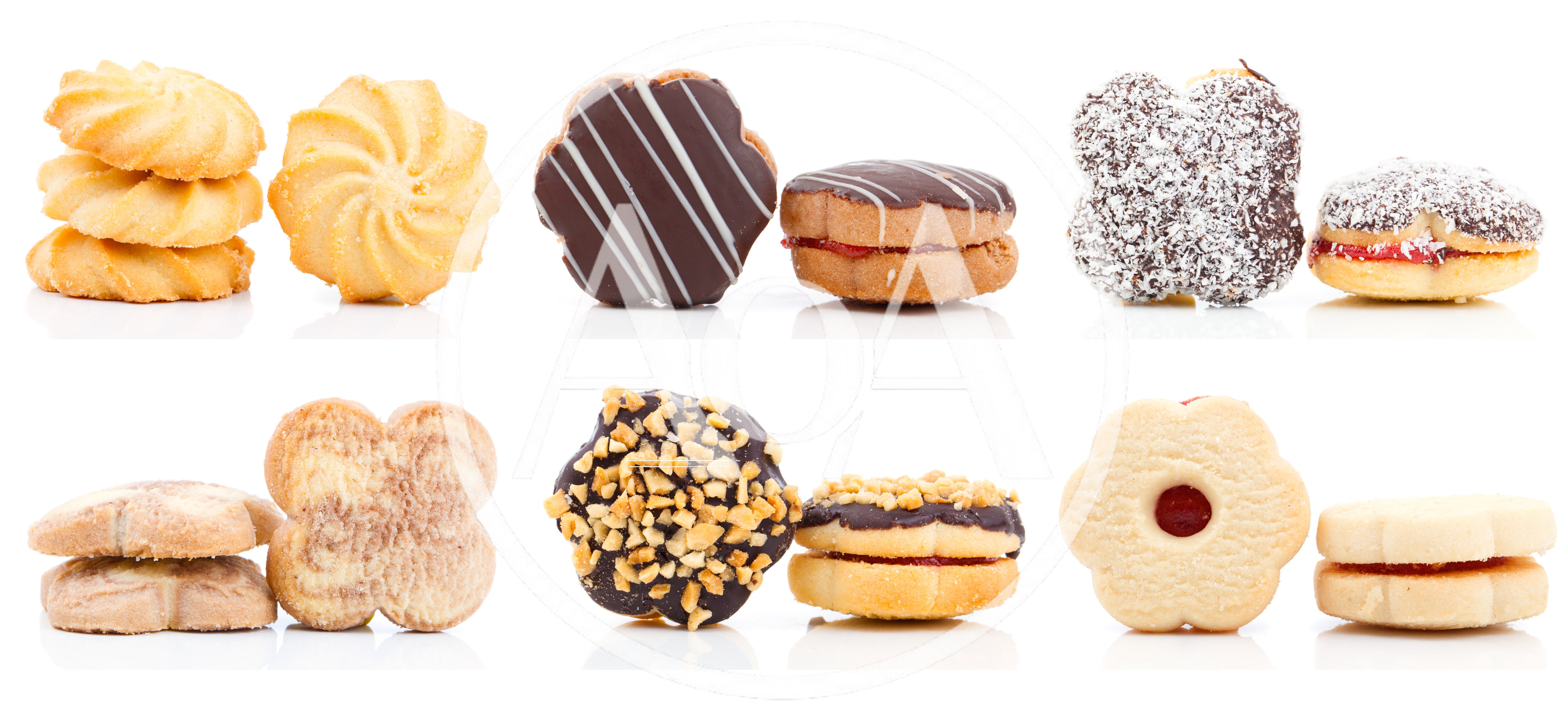 Assorted Gourmet Cookies Isolated On White Background