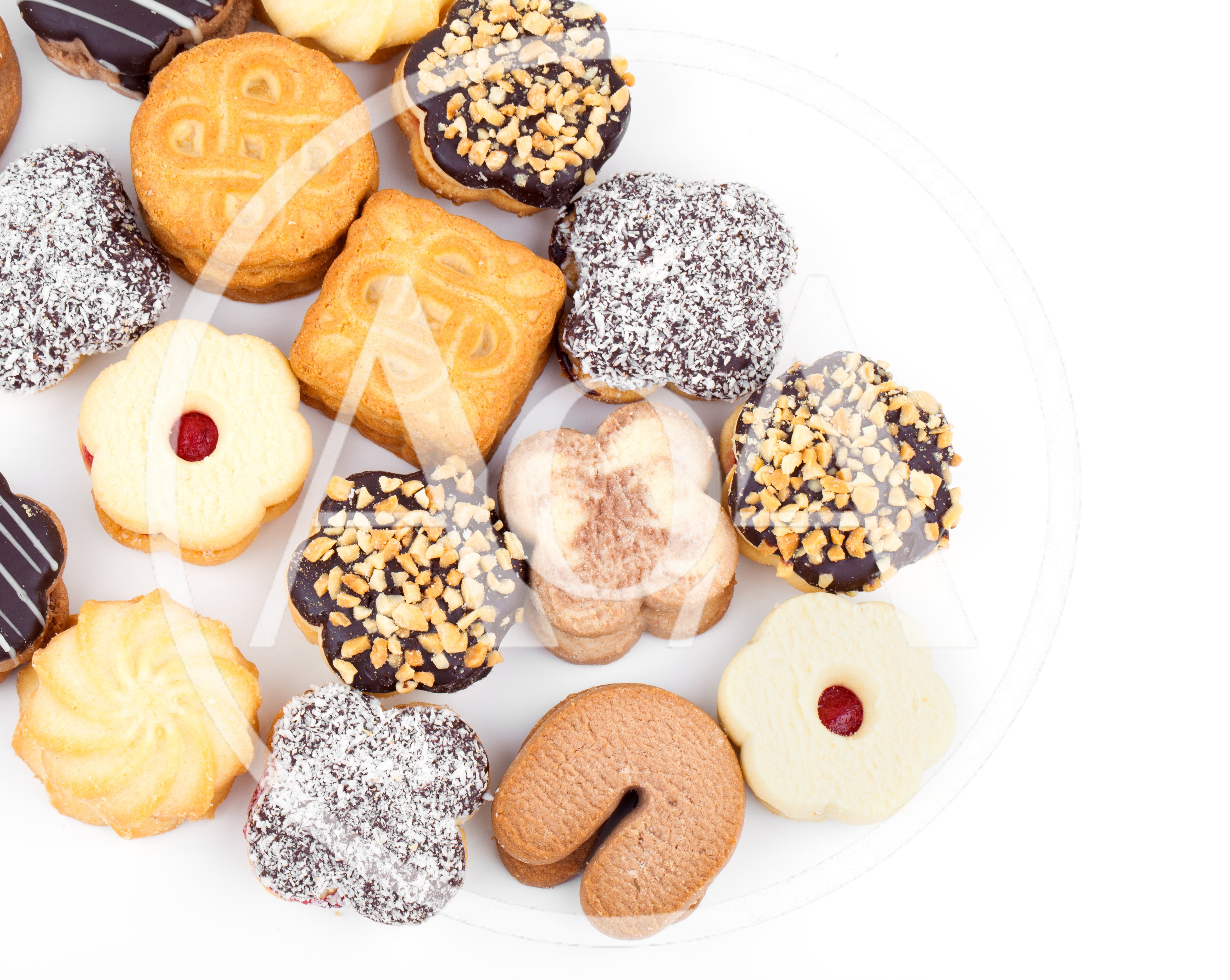 Assorted Sweet Cookies on White Background