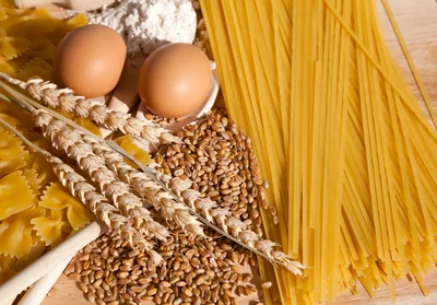 Raw Pasta Ingredients With Wheat And Eggs