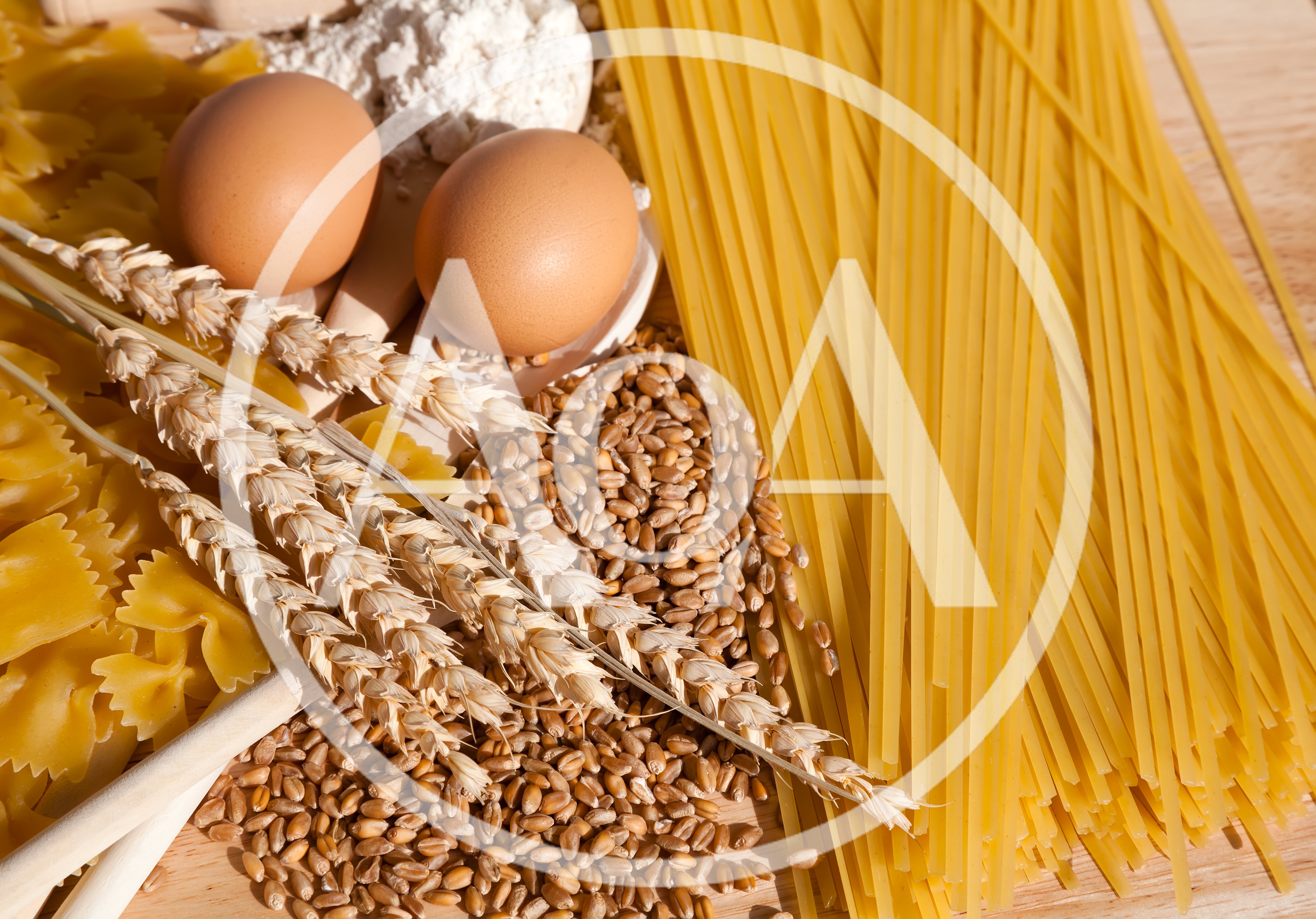 Raw Pasta Ingredients With Wheat And Eggs