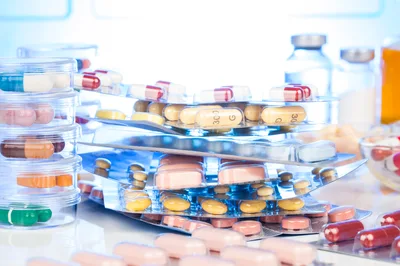 Assorted Pharmaceutical Pills and Capsules in Blister Packs