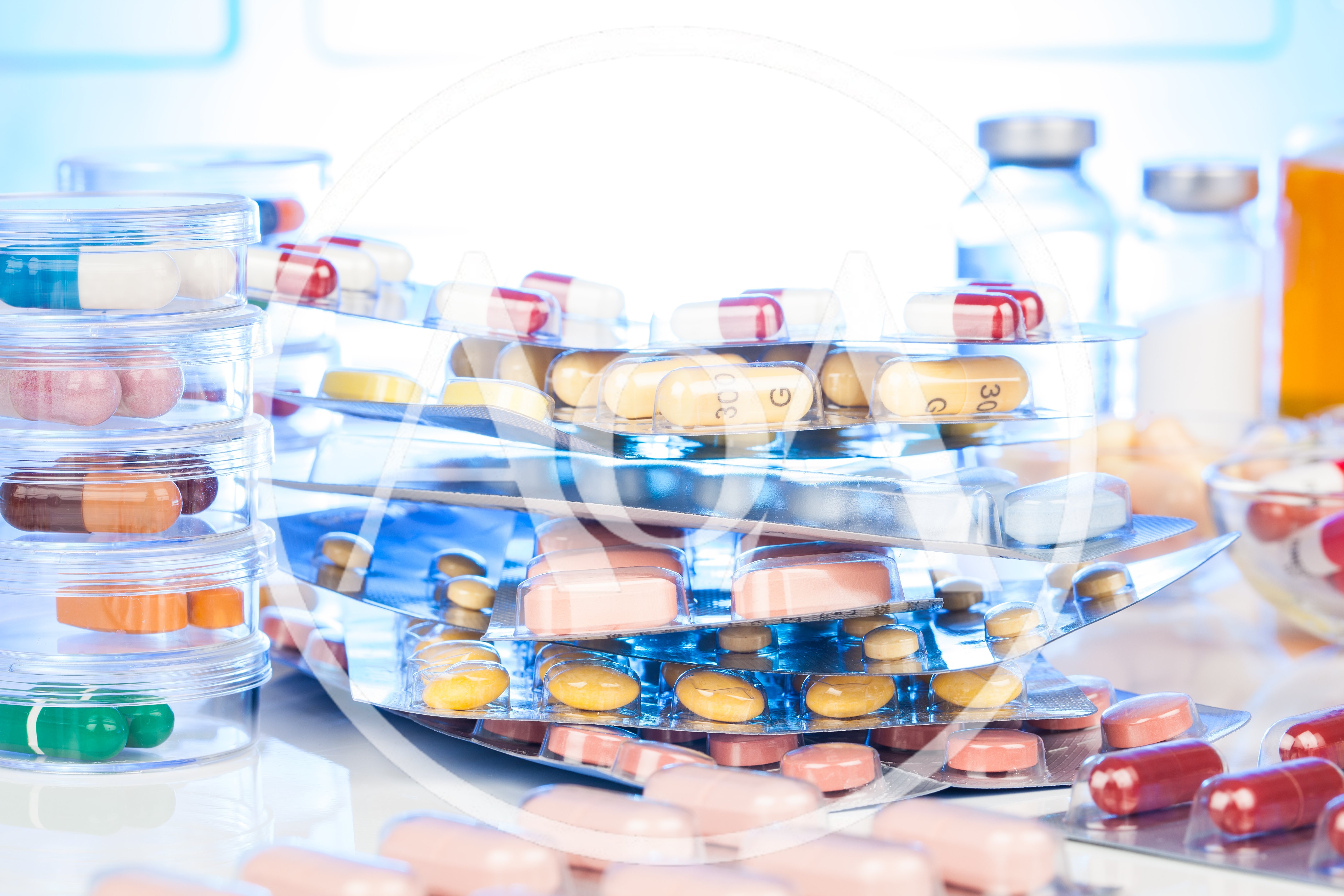 Assorted Pharmaceutical Pills and Capsules in Blister Packs