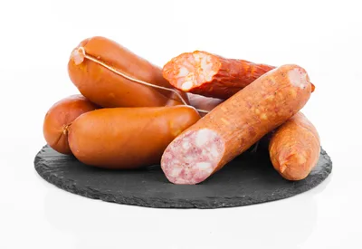 Assorted Sausages on a Black Slate Plate