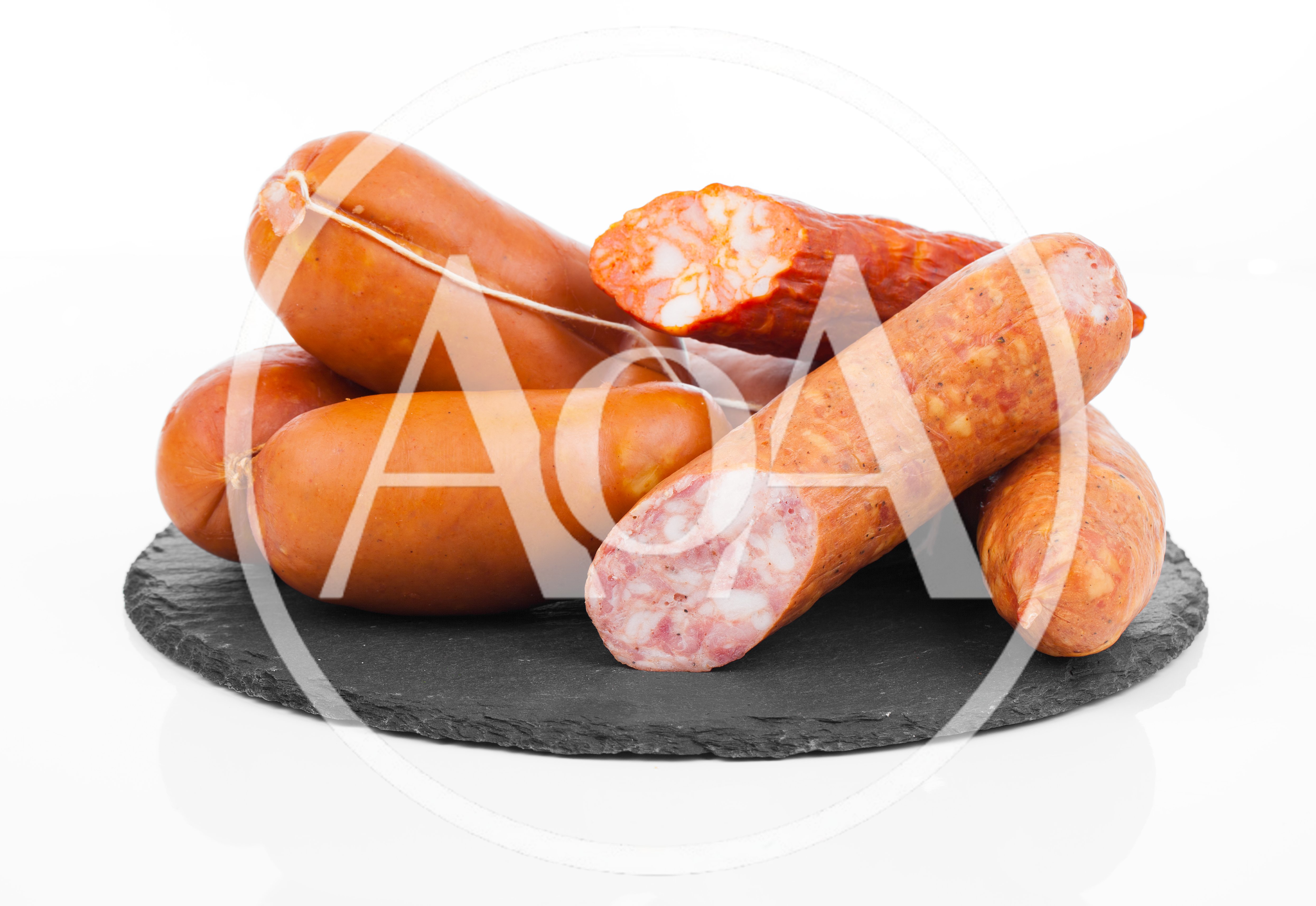 Assorted Sausages on a Black Slate Plate