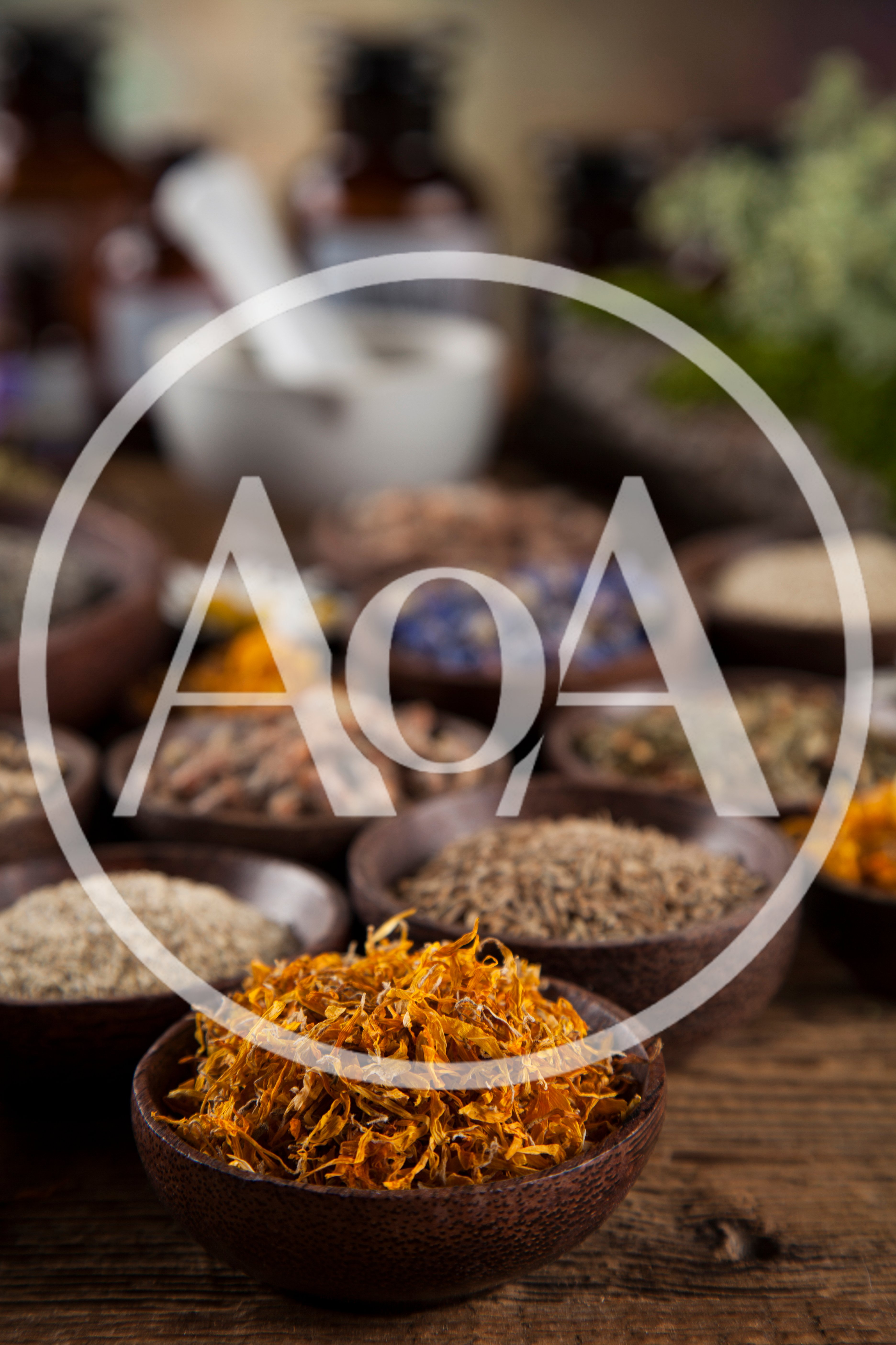 Dried Calendula Petals in Wooden Bowl