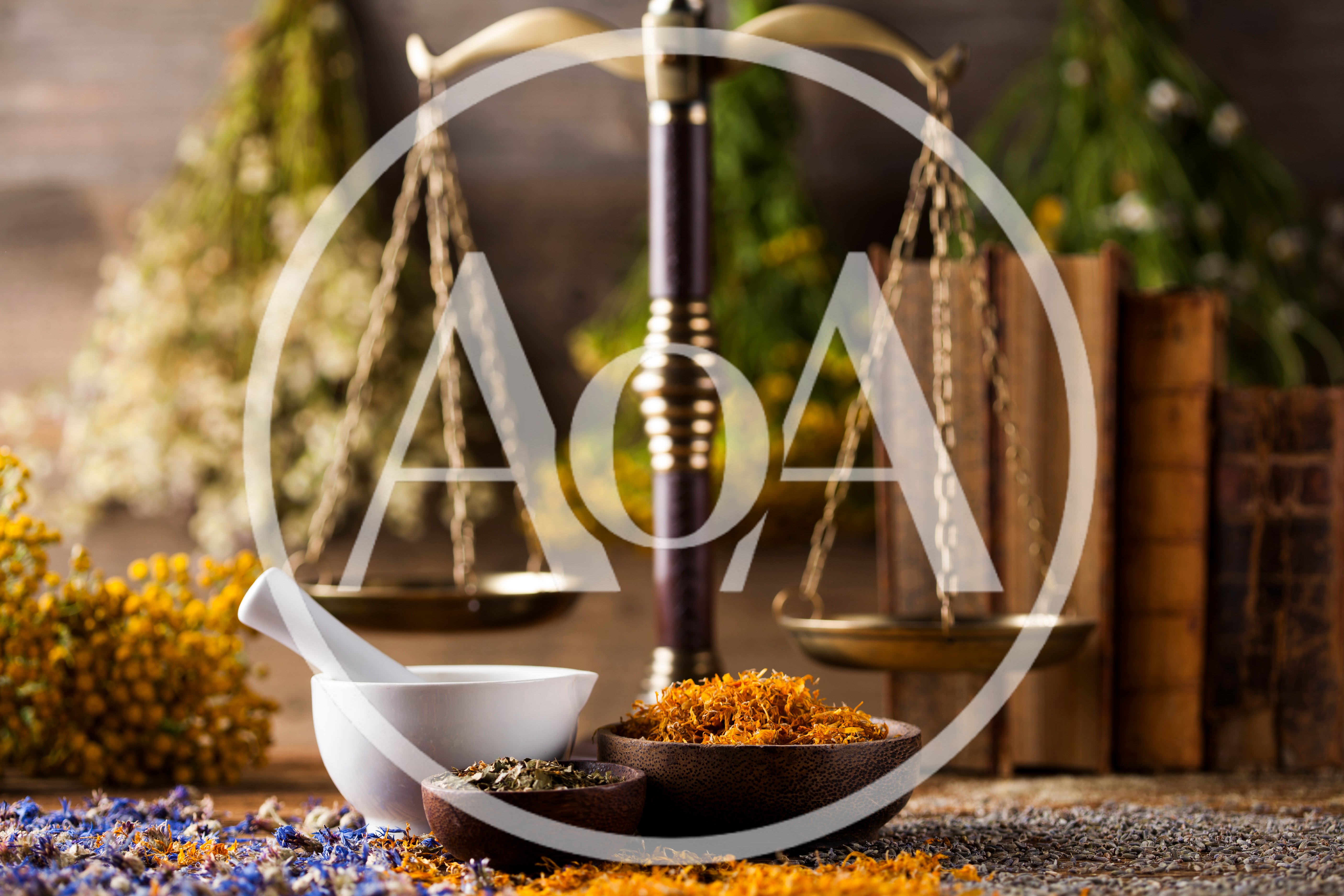 Herbal Medicine Preparation With Mortar And Scales