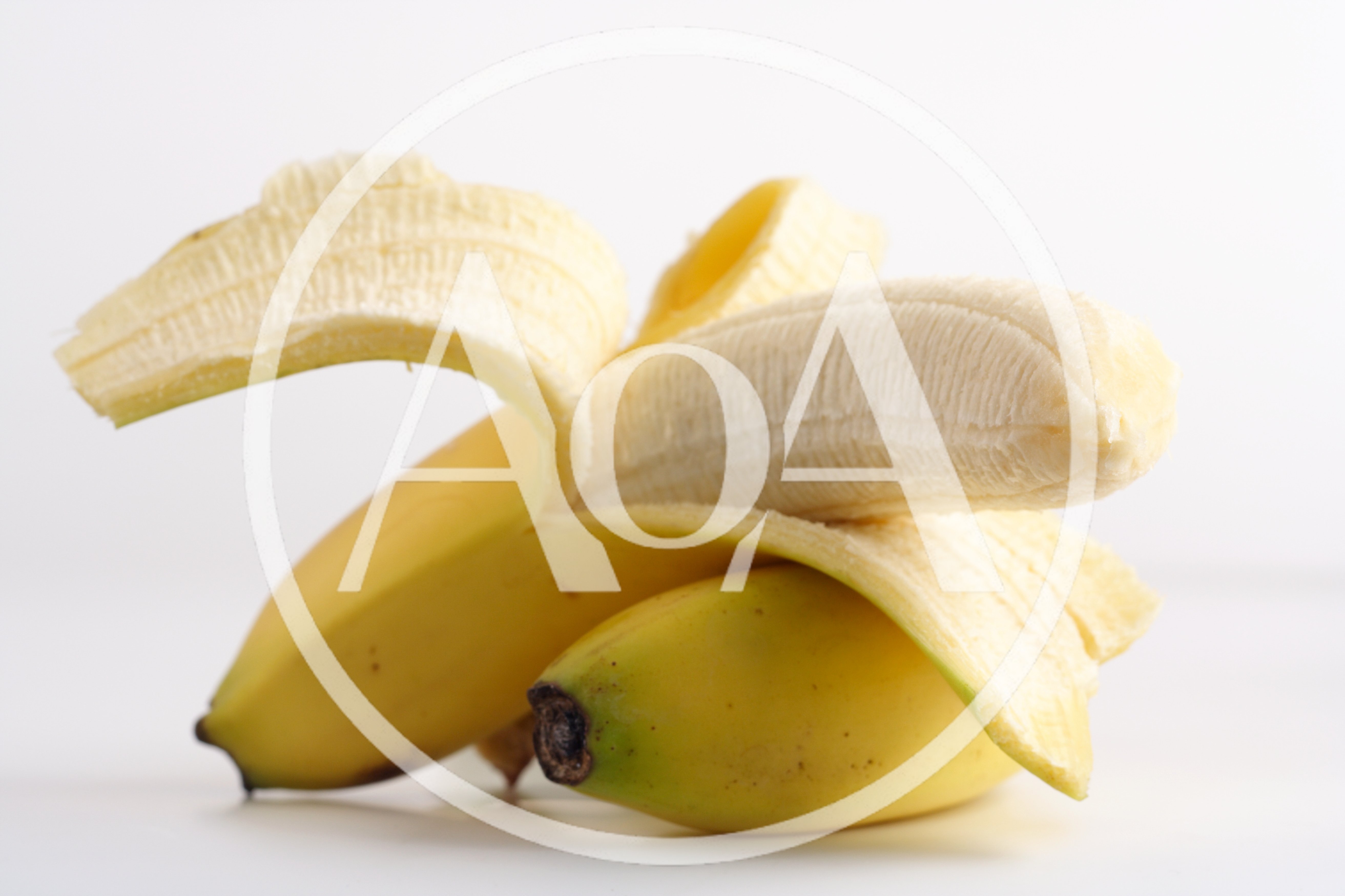 Peeled Ripe Banana Fruit On White Background