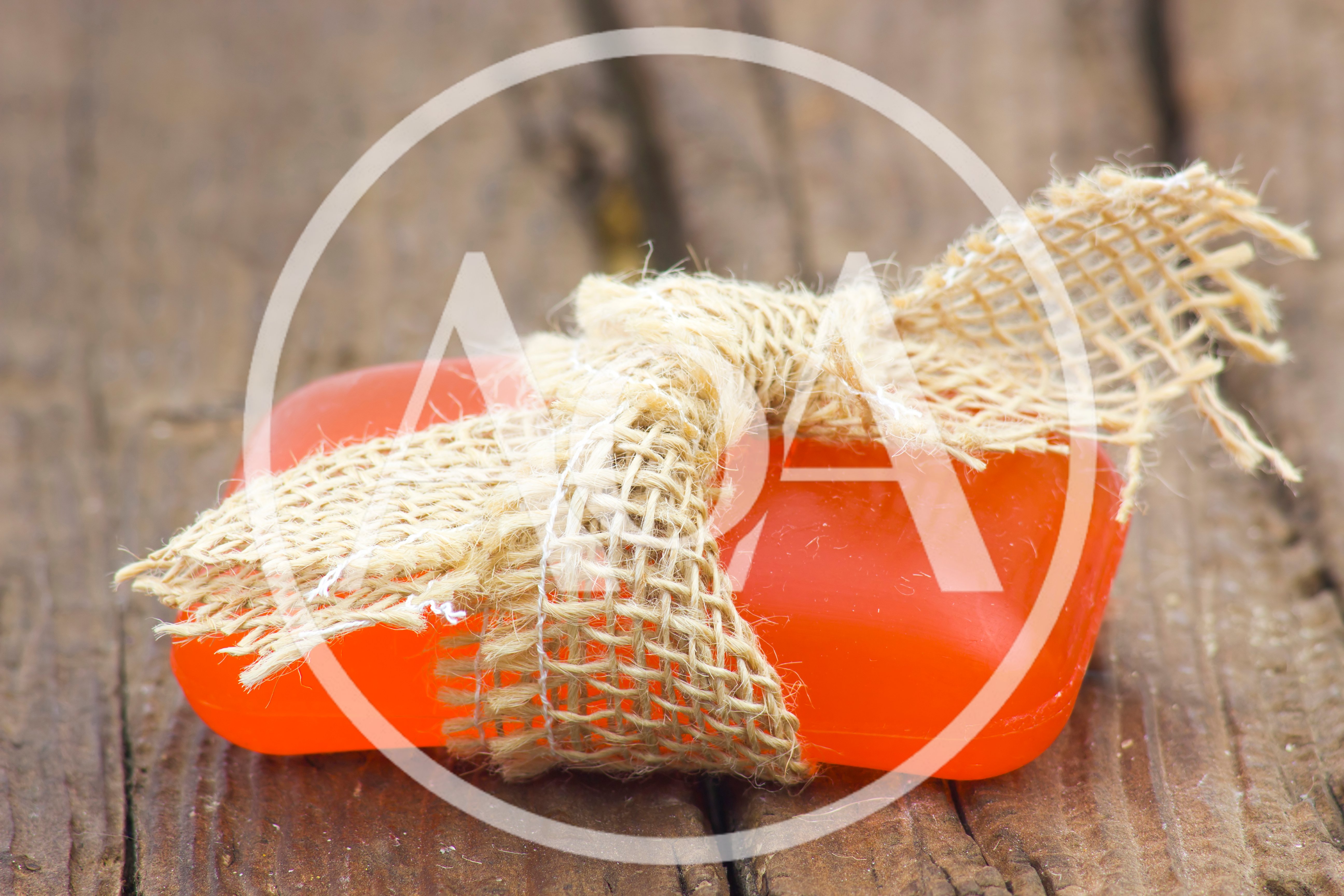 Orange Soap Bar Wrapped In Burlap Ribbon