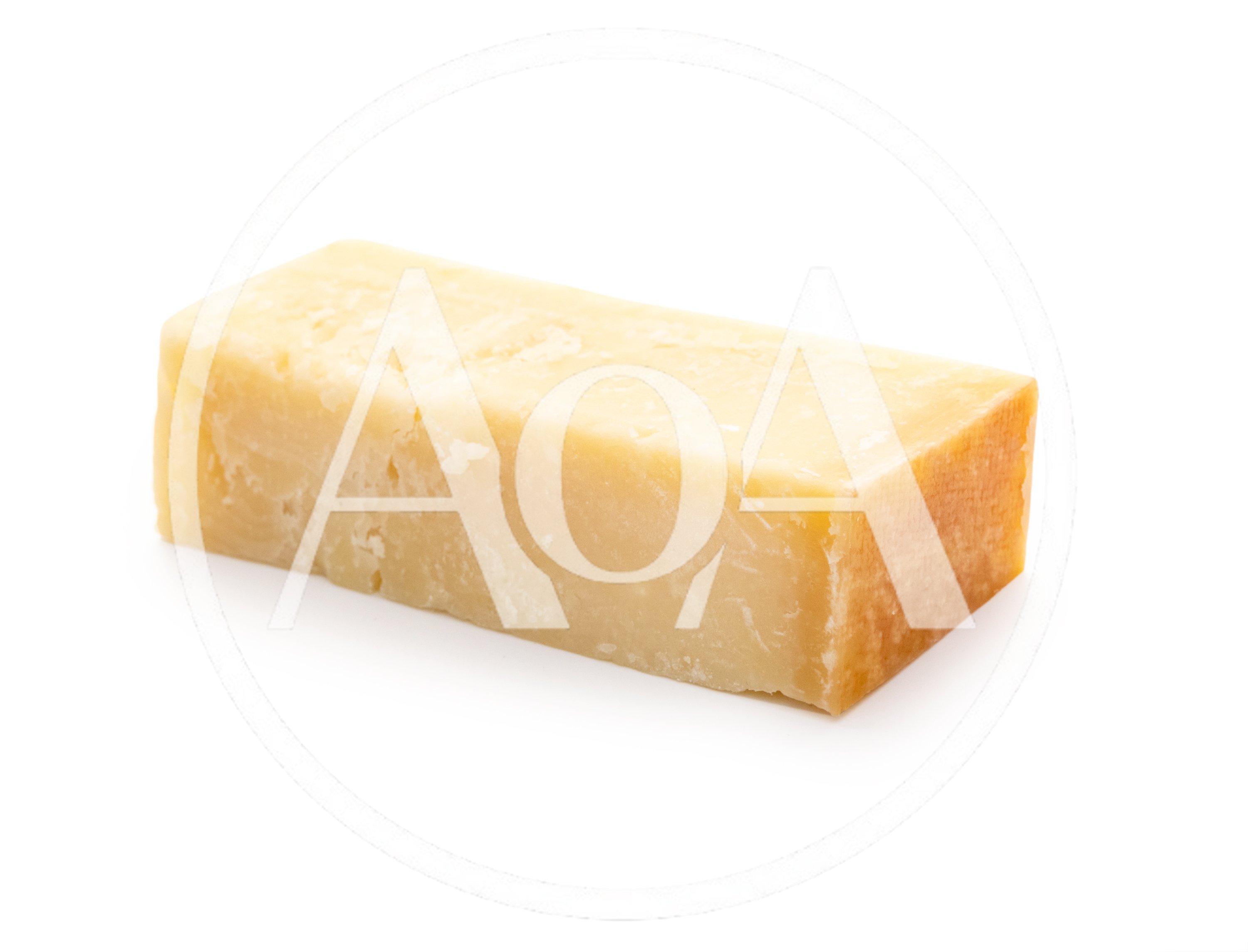 Block Of Aged Parmesan Cheese On White Background