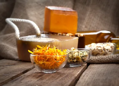 Natural Soap Ingredients With Calendula And Oats