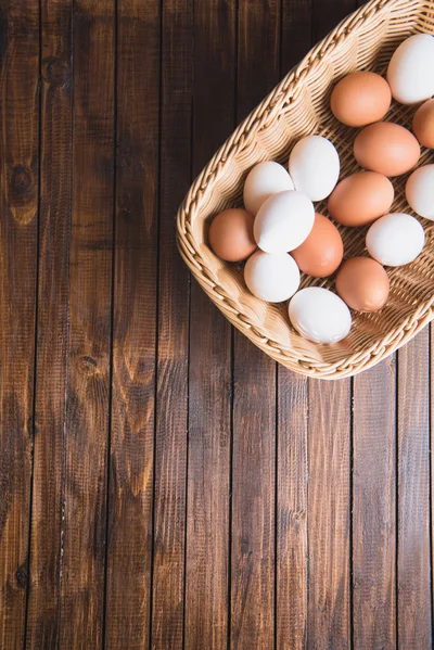 Fresh Chicken Eggs In A Wicker Basket