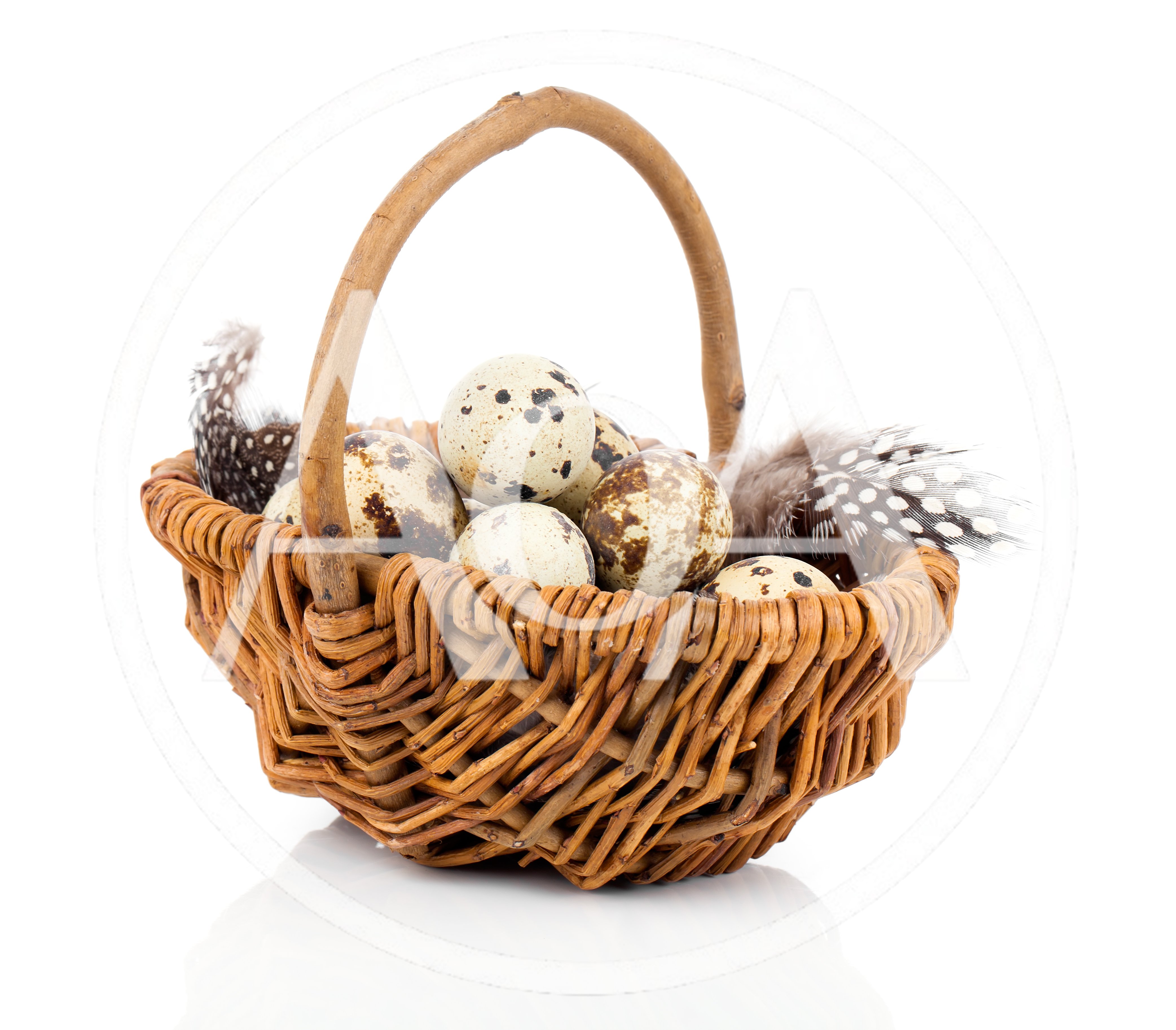 Quail Eggs in a Small Wicker Basket