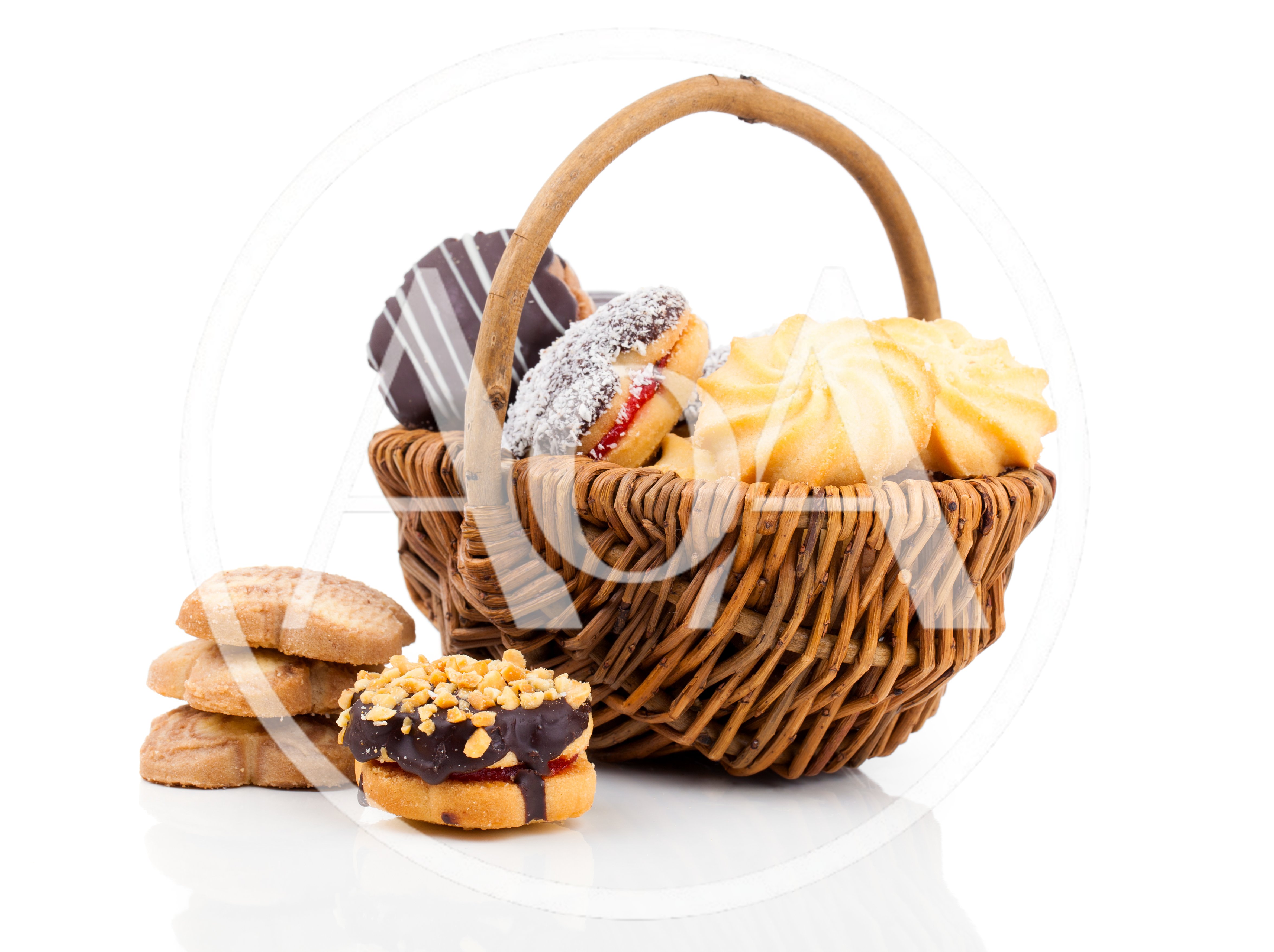 Assorted Cookies In A Wicker Basket