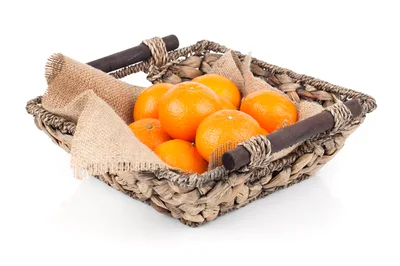 Fresh Mandarin Oranges In A Woven Basket