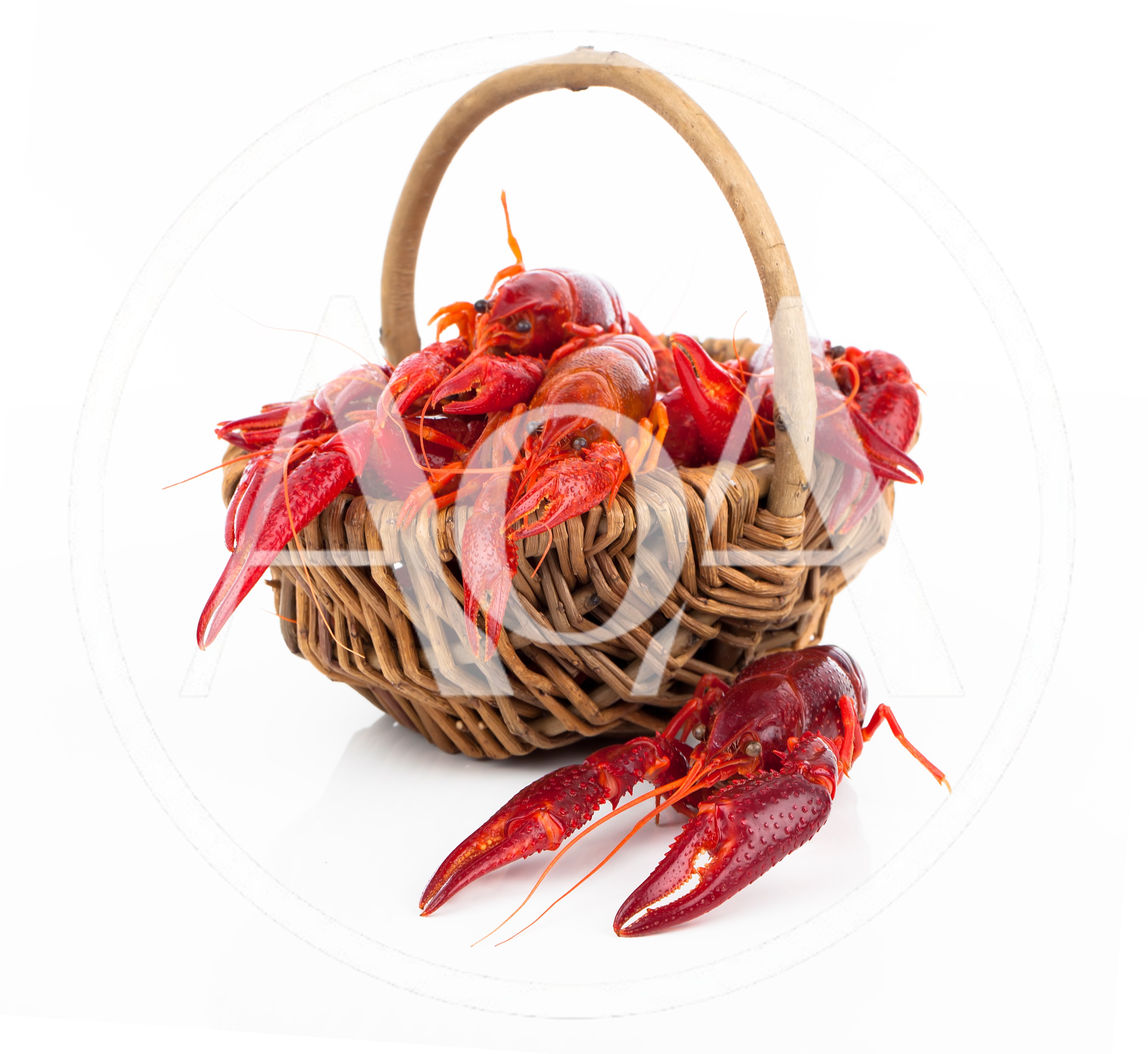 Fresh Boiled Crawfish In A Wicker Basket
