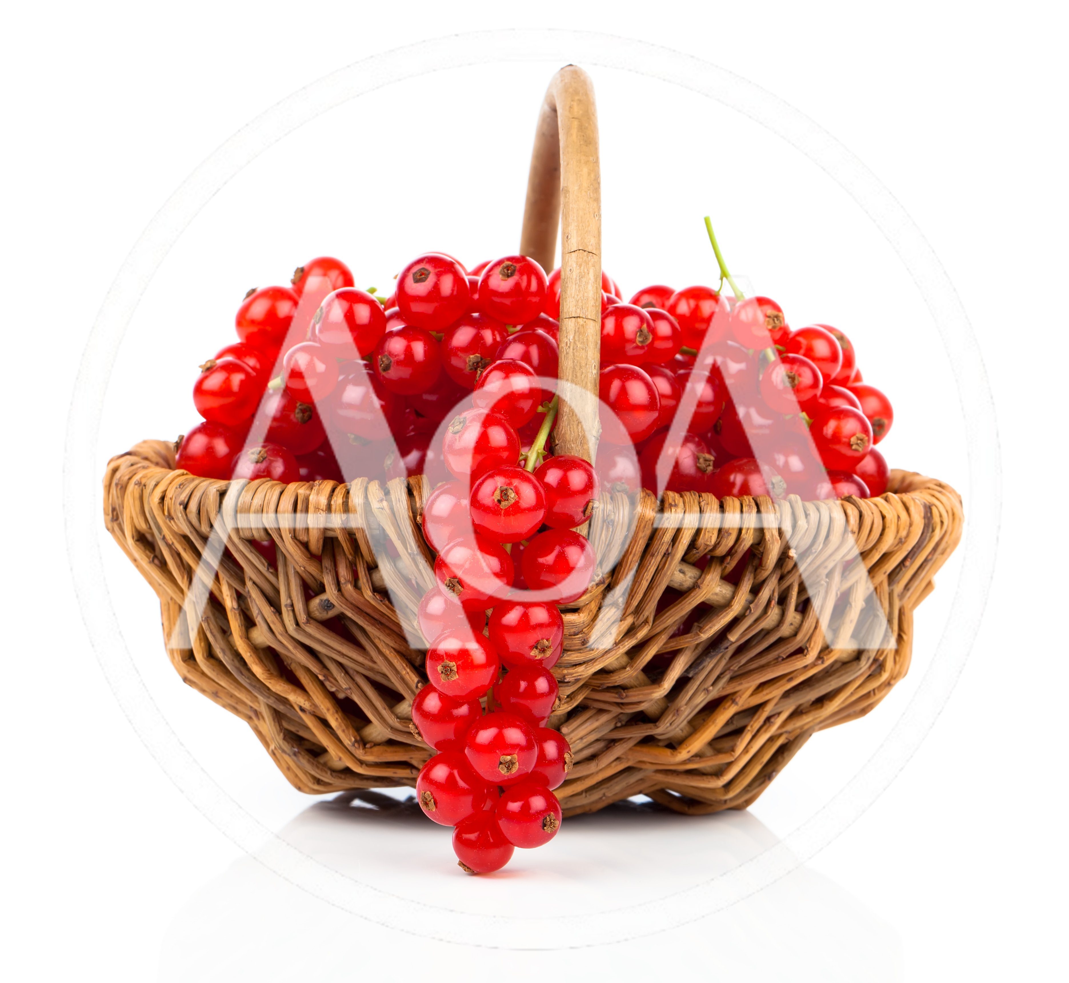 Fresh Red Currants In A Wicker Basket