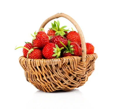 Fresh Red Strawberries In A Woven Basket