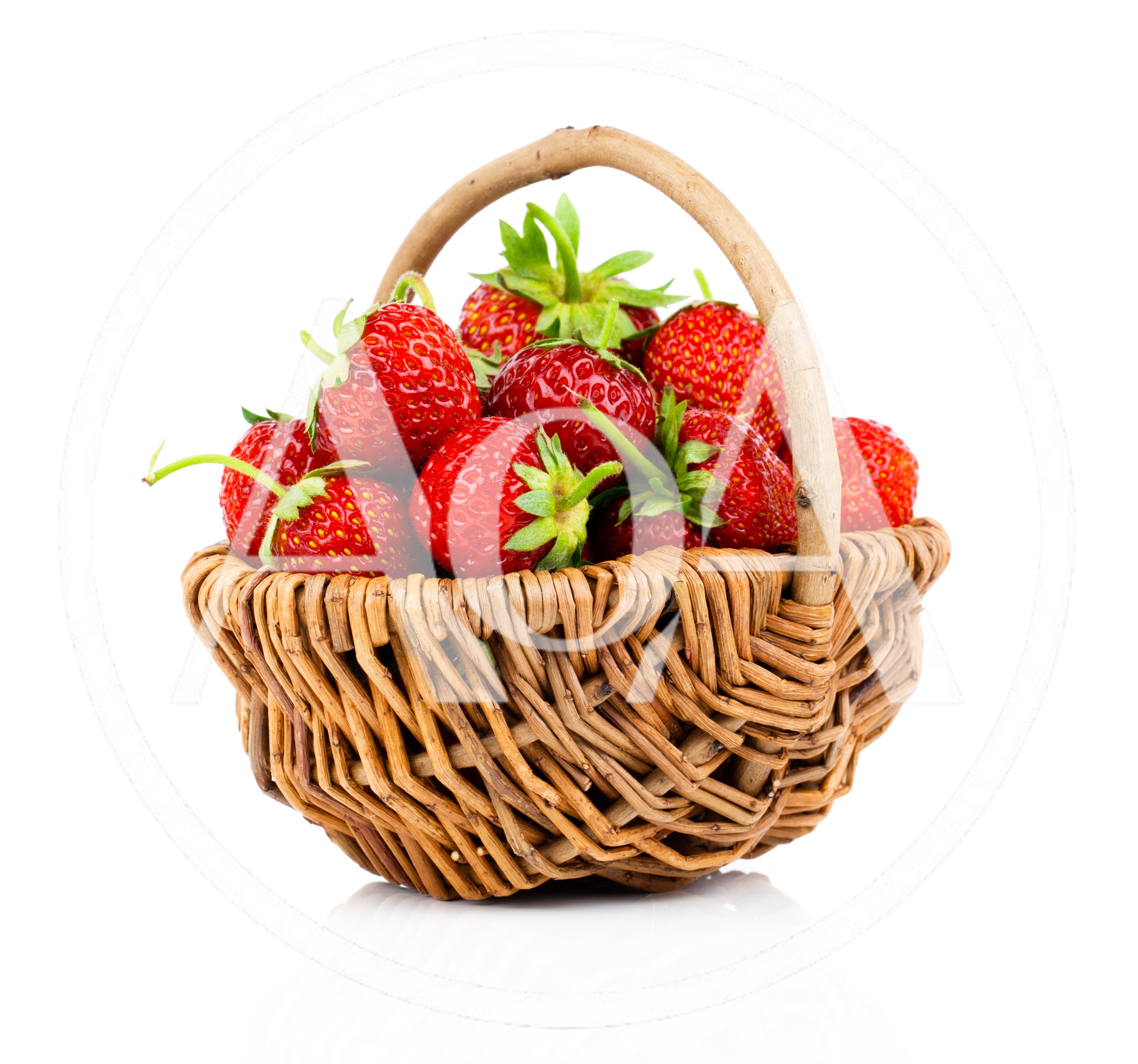 Fresh Red Strawberries In A Woven Basket