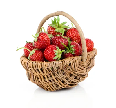 Fresh Red Strawberries In A Woven Basket