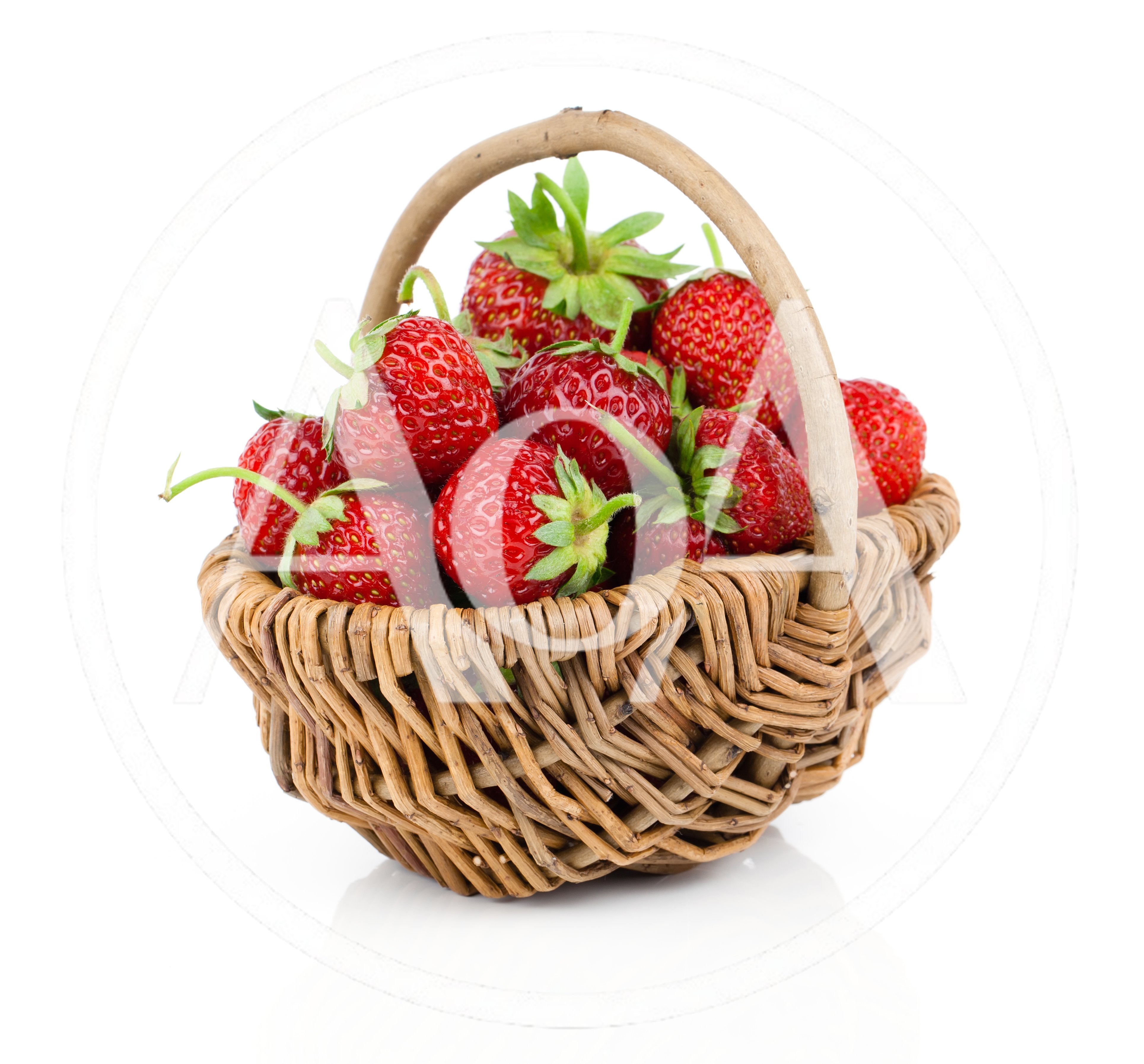 Fresh Red Strawberries In A Woven Basket