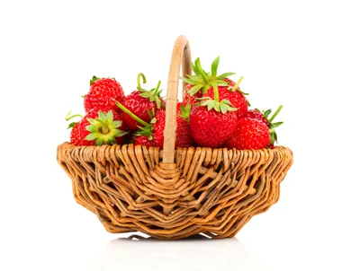 Fresh Red Strawberries In A Wicker Basket