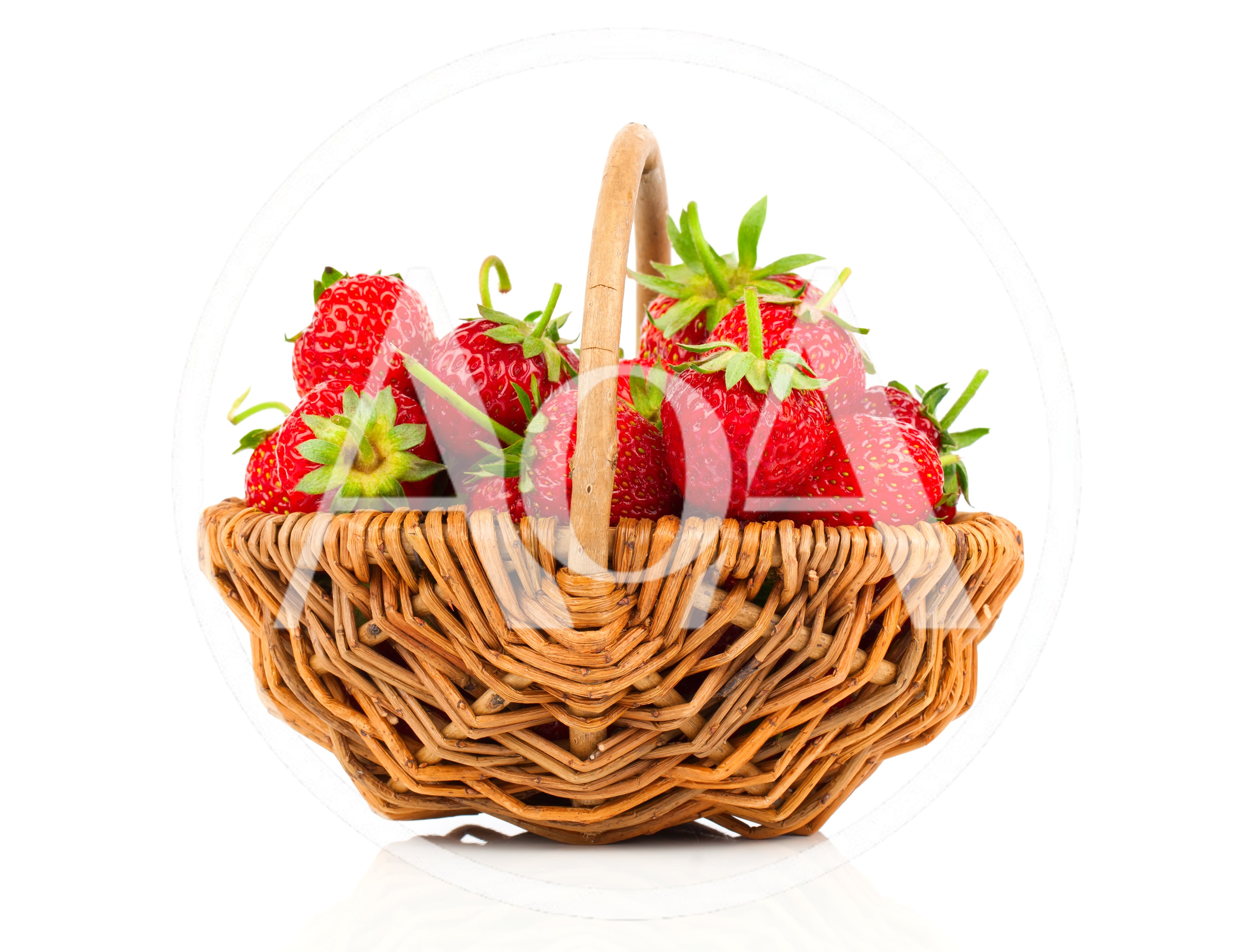 Fresh Red Strawberries In A Wicker Basket