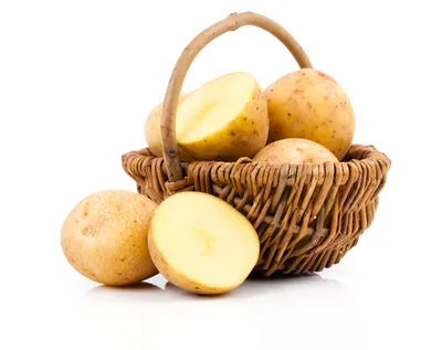 Fresh Potatoes In A Woven Basket