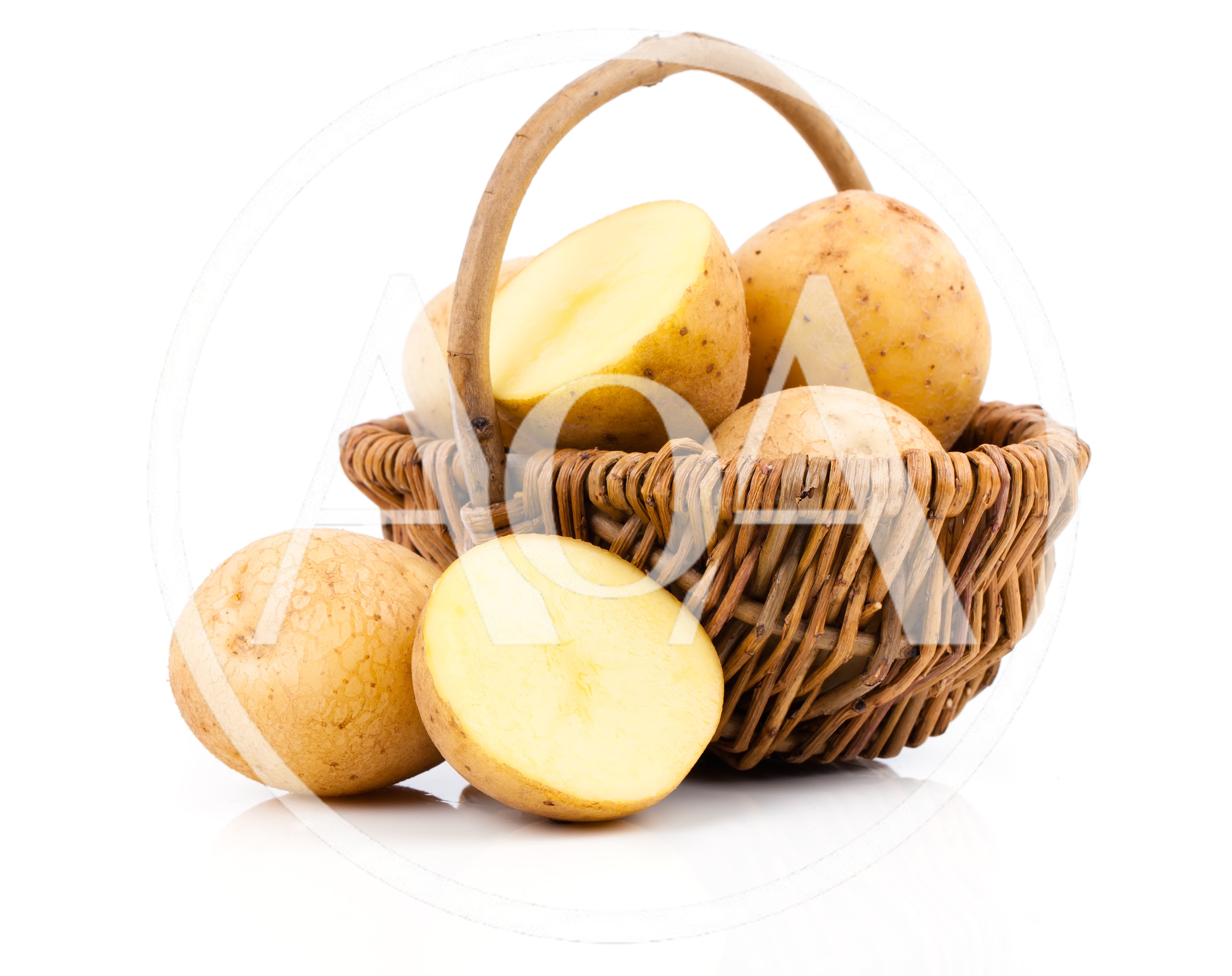 Fresh Potatoes In A Woven Basket