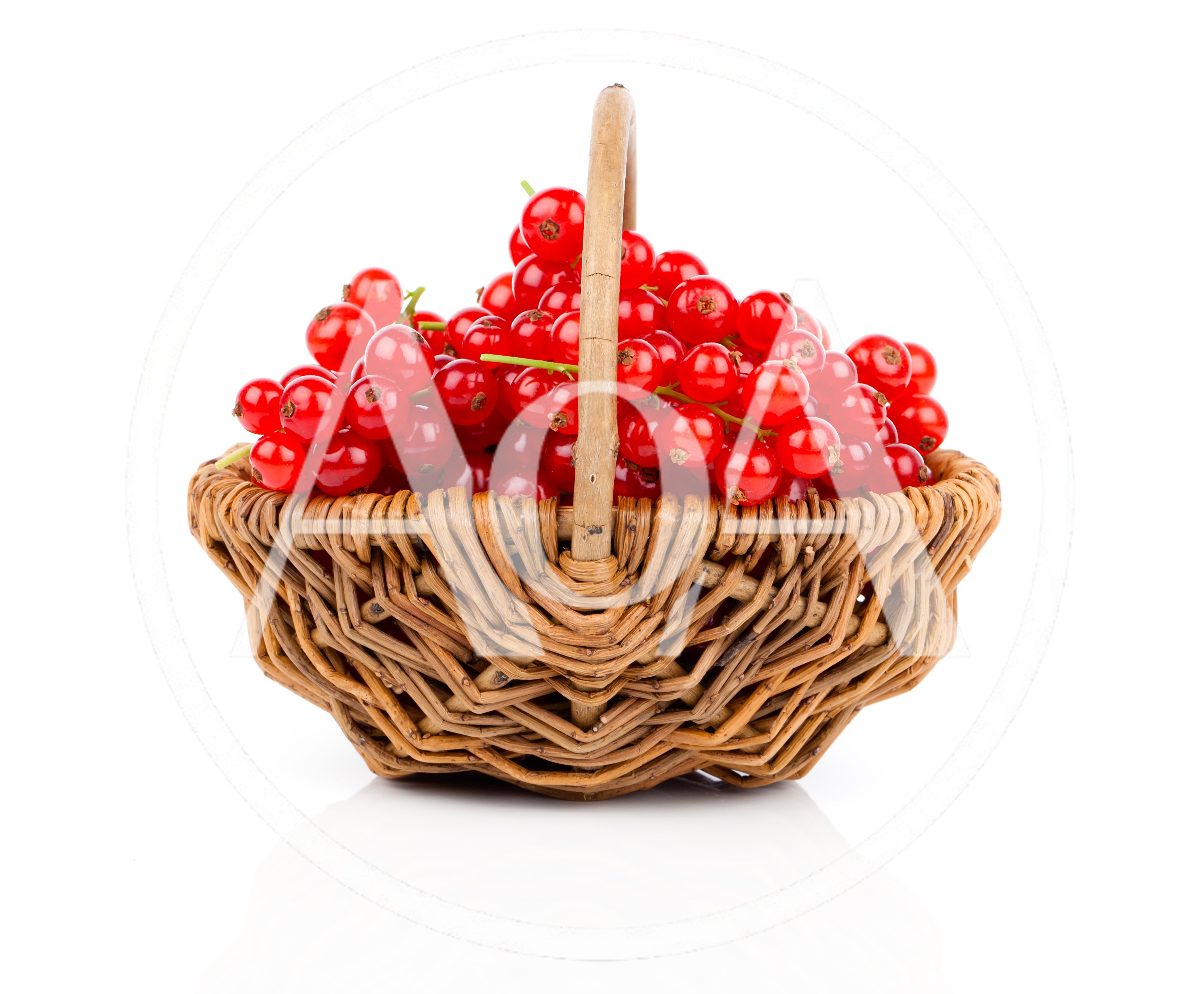 Fresh Red Currants In A Woven Basket