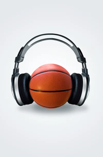 Basketball Wearing Modern Over Ear Headphones