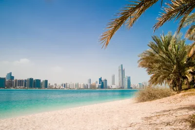 Abu Dhabi Skyline View From Beach