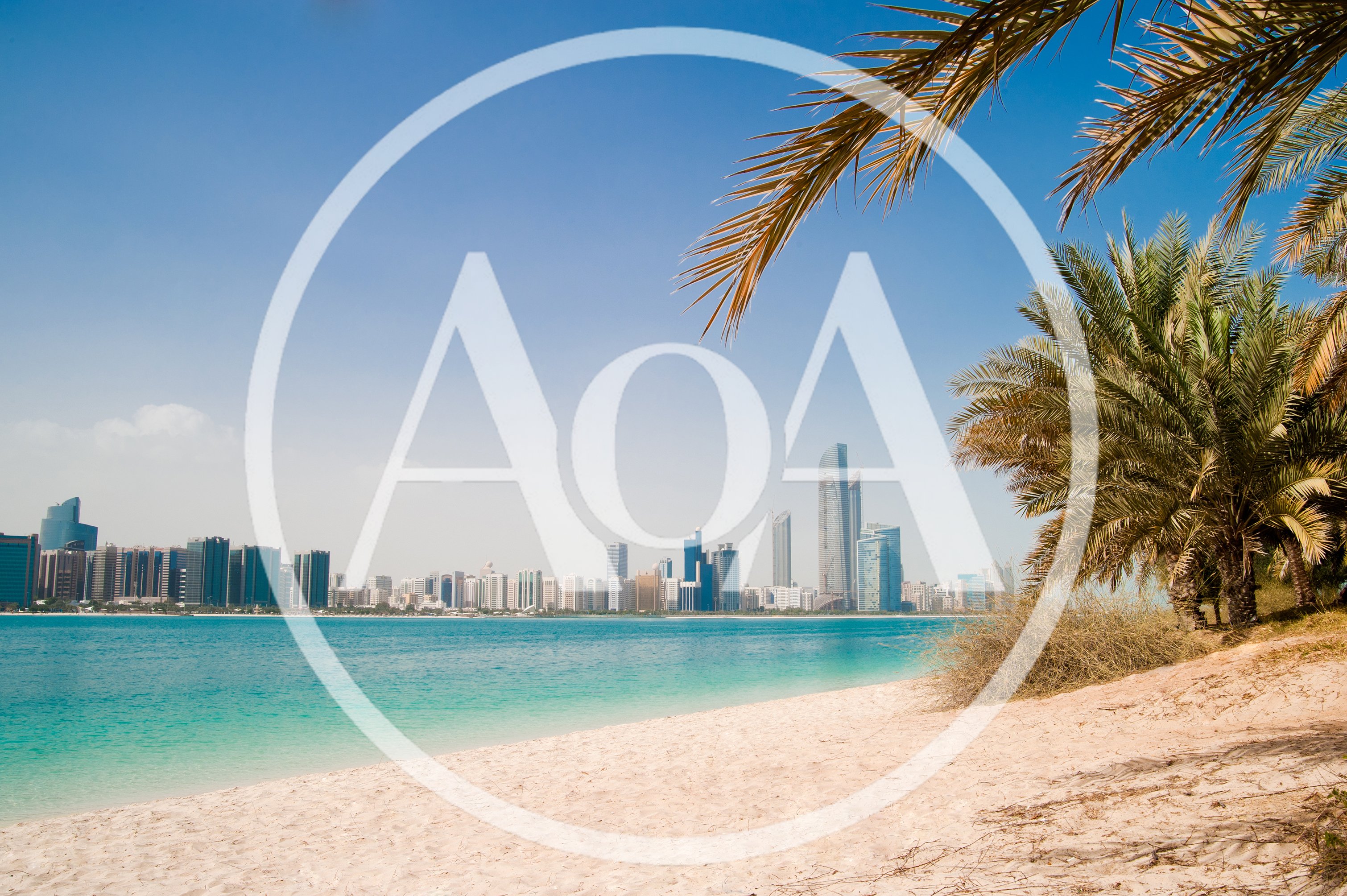 Abu Dhabi Skyline View From Beach