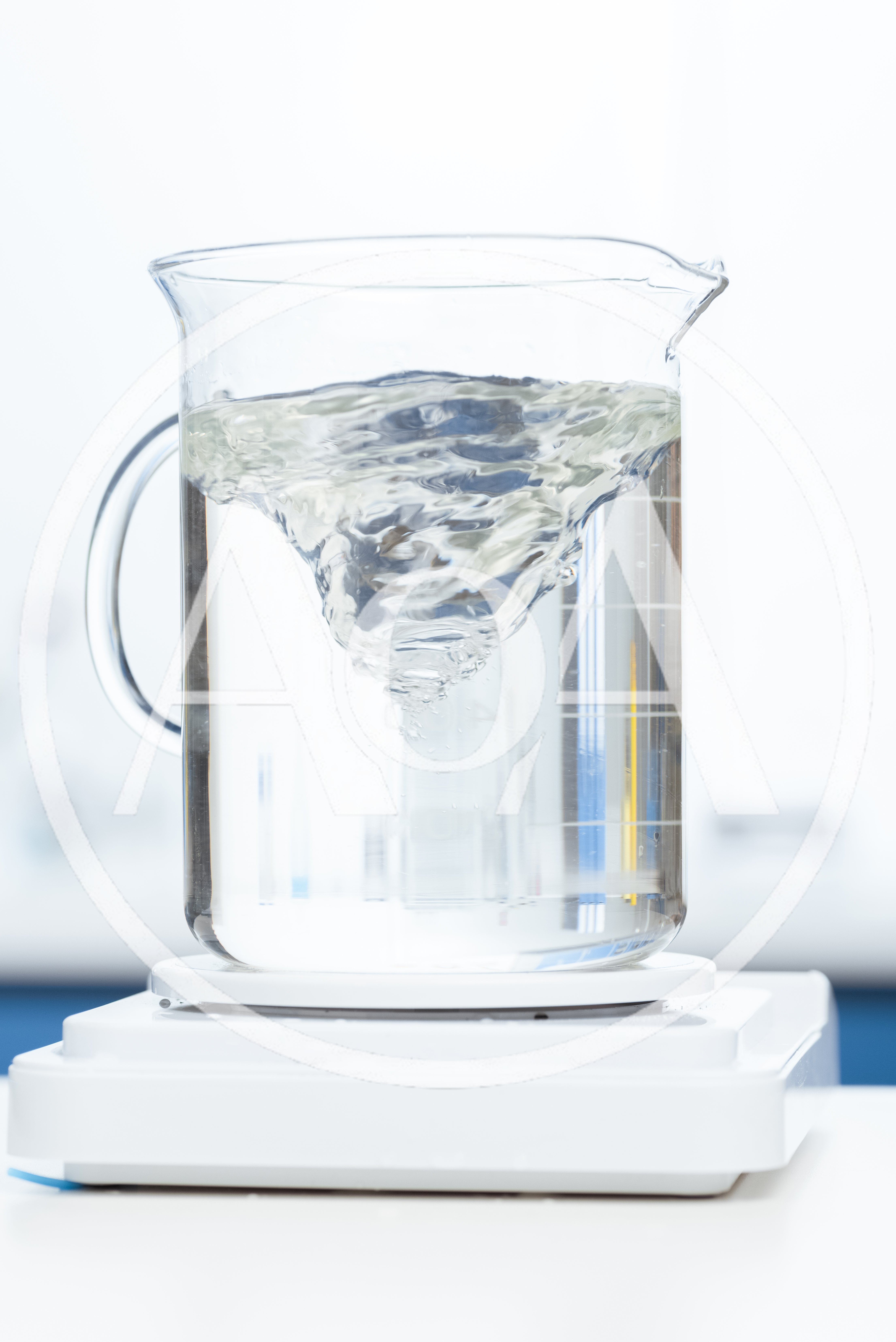 Laboratory Beaker With Spinning Liquid Vortex