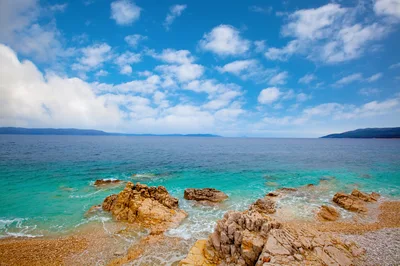Rocky Beach Shoreline With Turquoise Adriatic Sea
