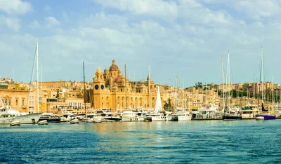 Boats Moored In The Grand Harbour Of Malta