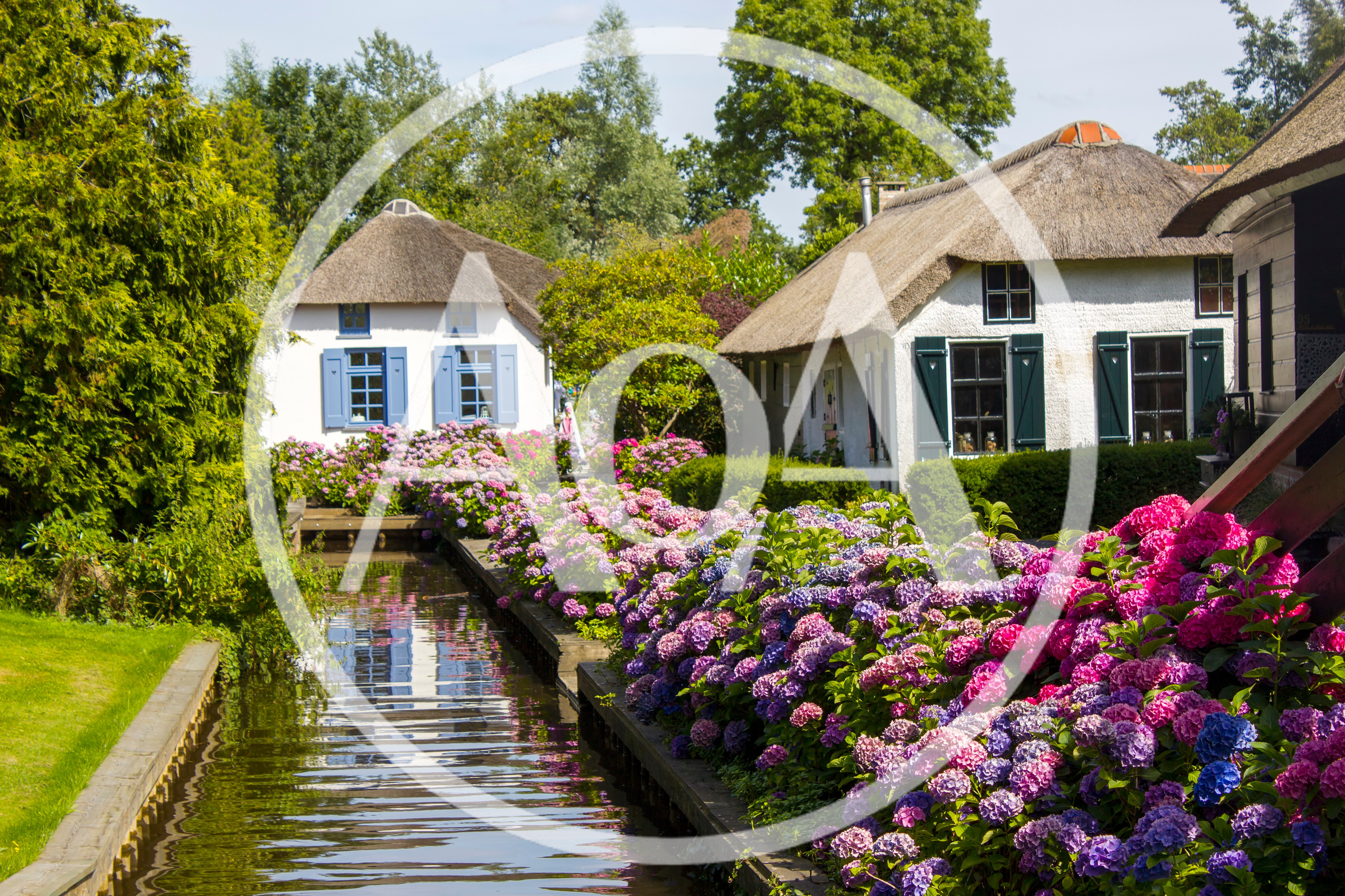 Picturesque Thatched Cottages Along A Canal In Giethoorn
