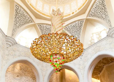 Ornate Gold Chandelier Inside Sheikh Zayed Grand Mosque