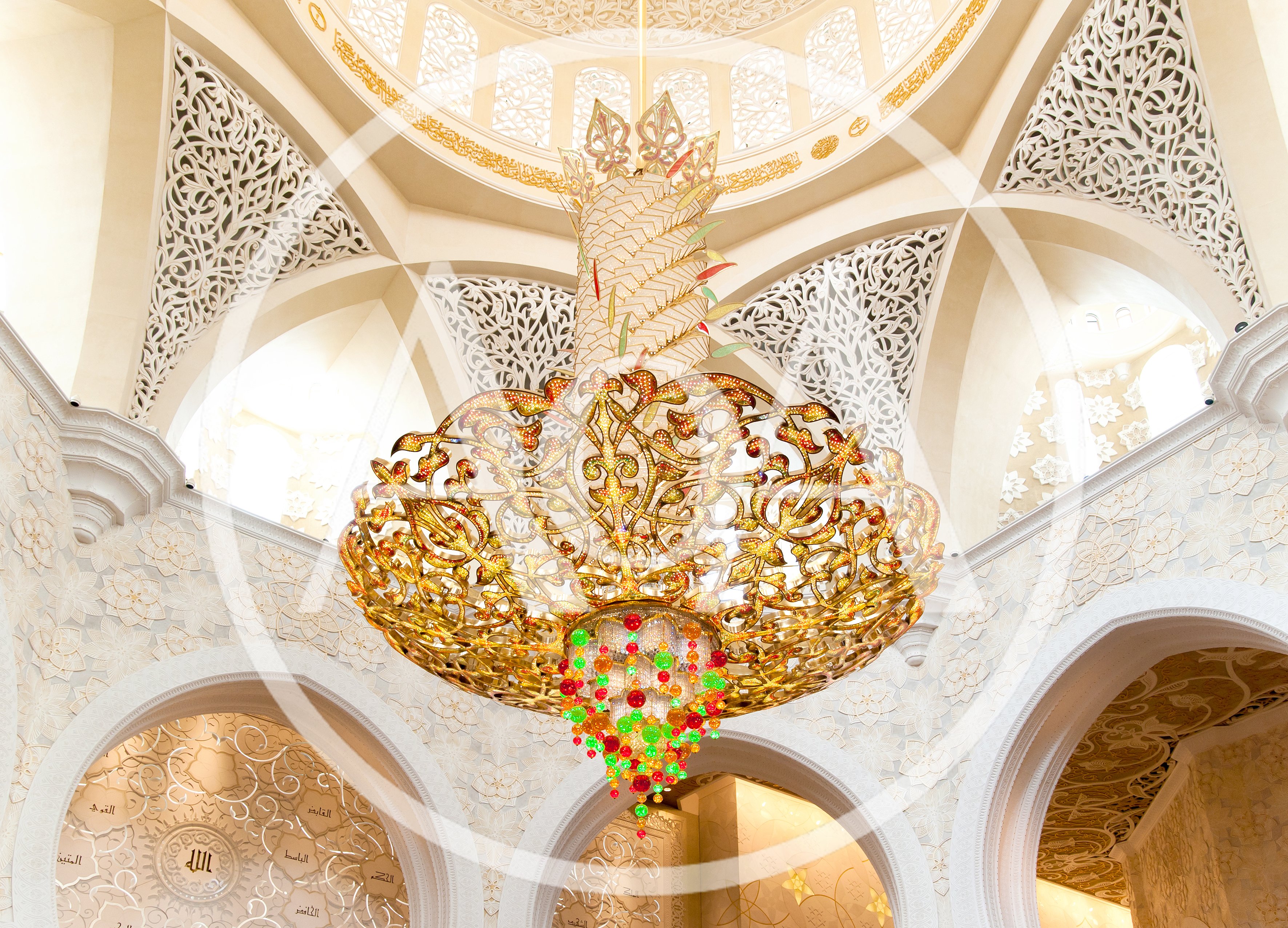 Ornate Gold Chandelier Inside Sheikh Zayed Grand Mosque