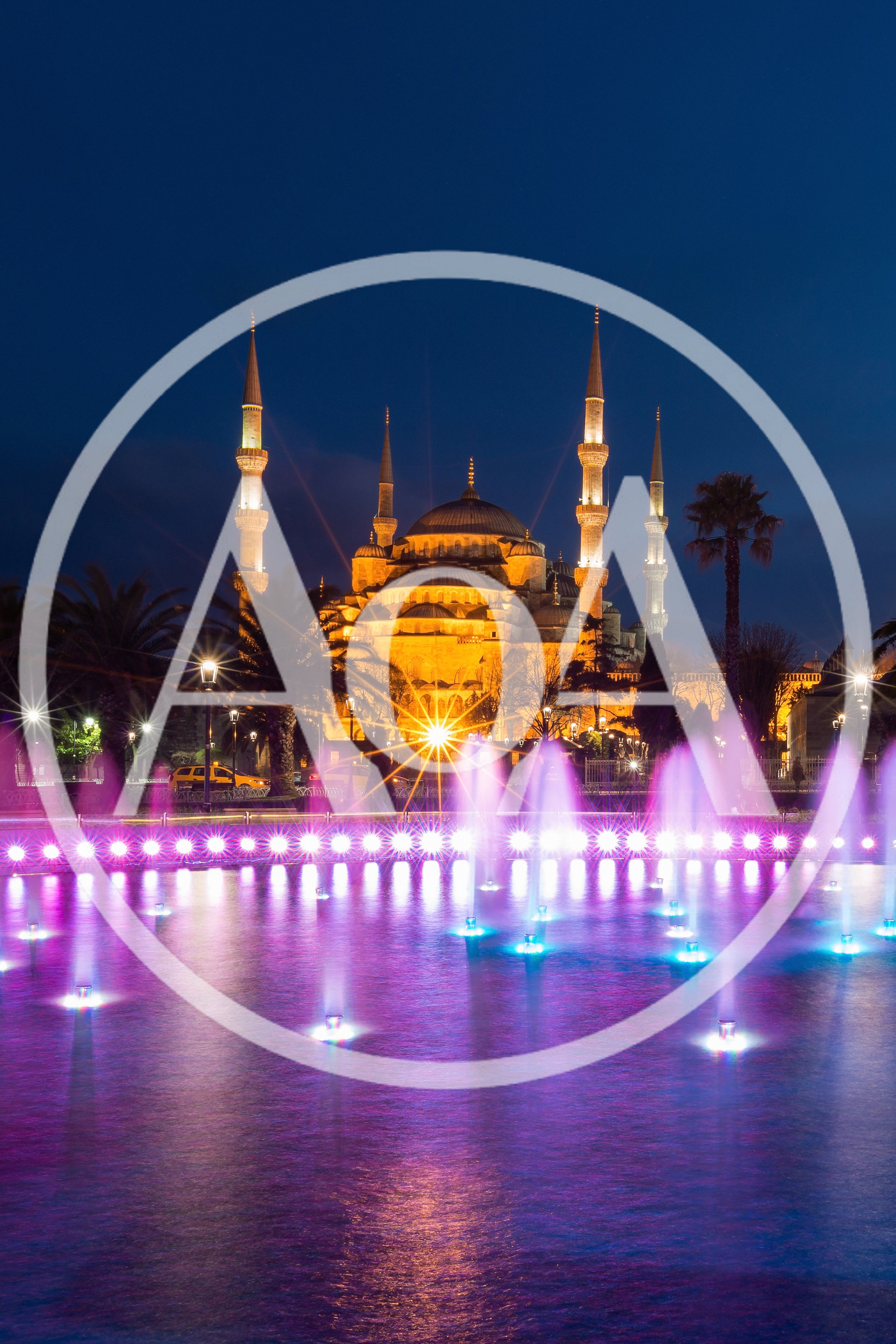 The Blue Mosque Illuminated At Night In Istanbul