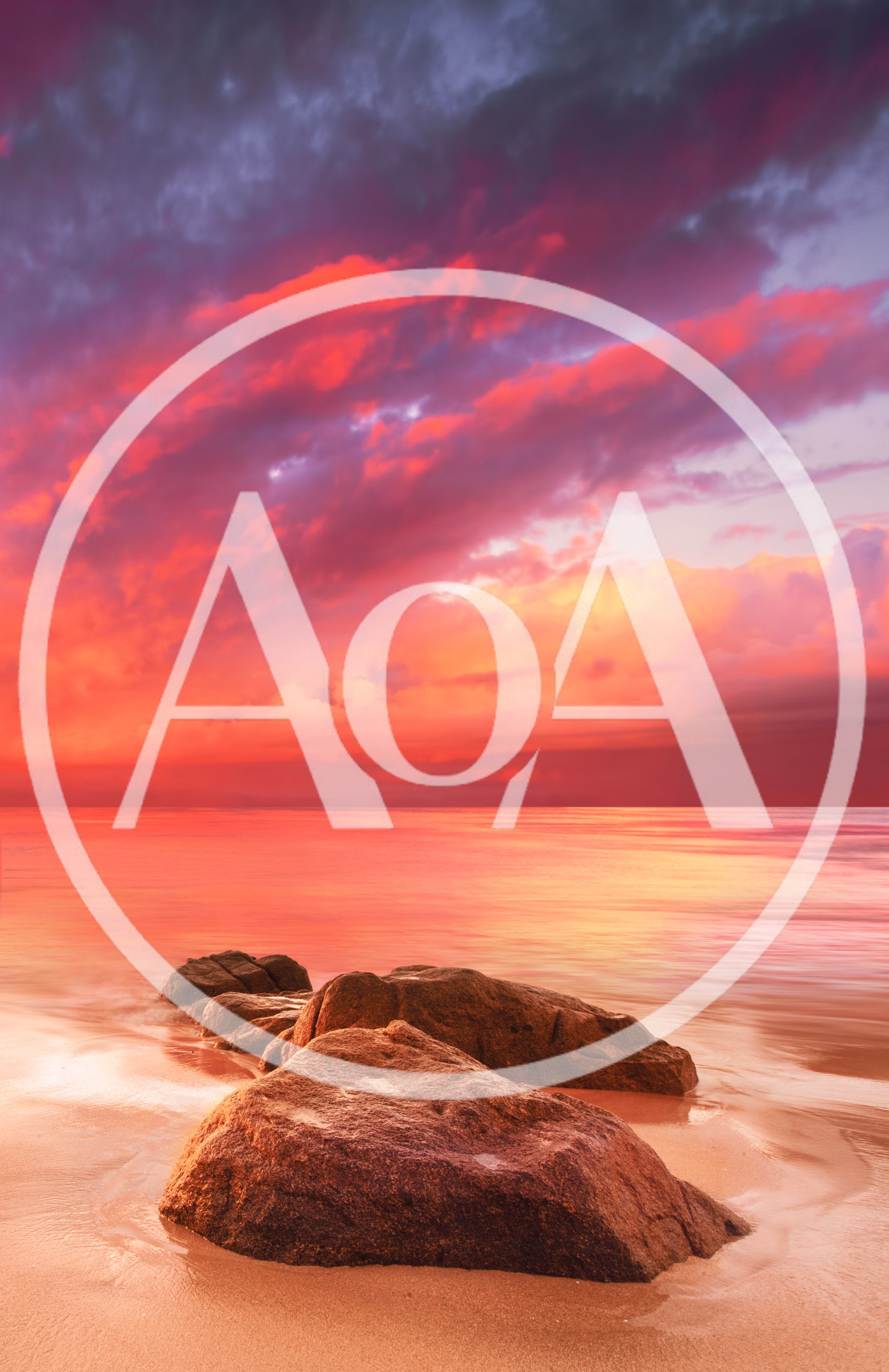 Dramatic Sunset Over Tropical Beach With Large Rocks