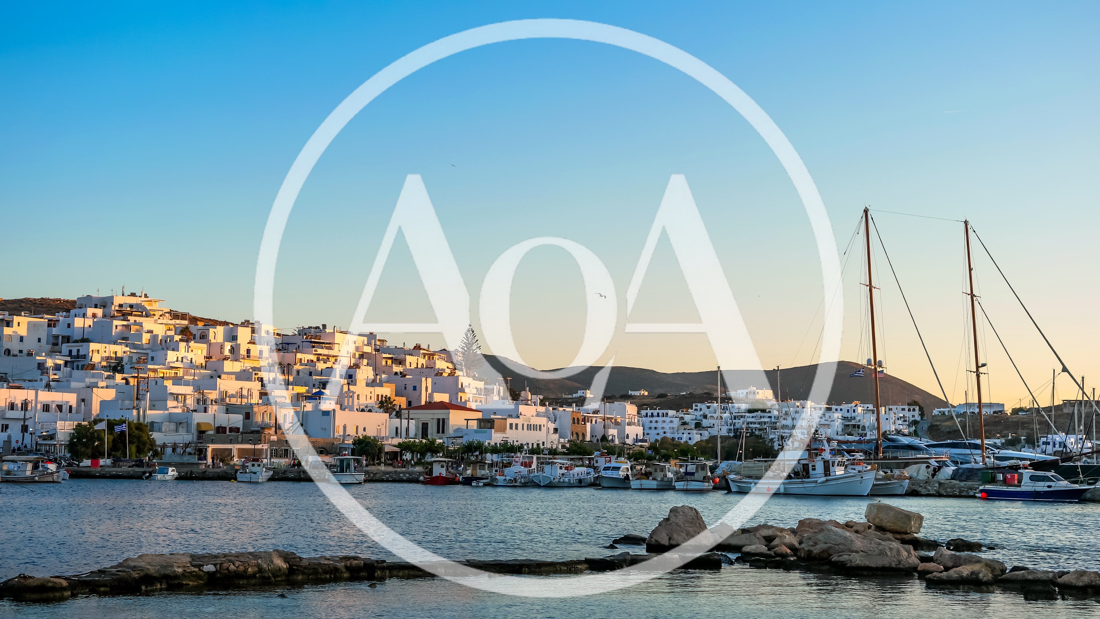 Scenic Harbor View Of Naoussa Village In Paros Greece