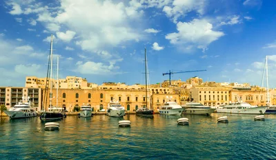 Luxury Yachts Moored in Grand Harbour Malta