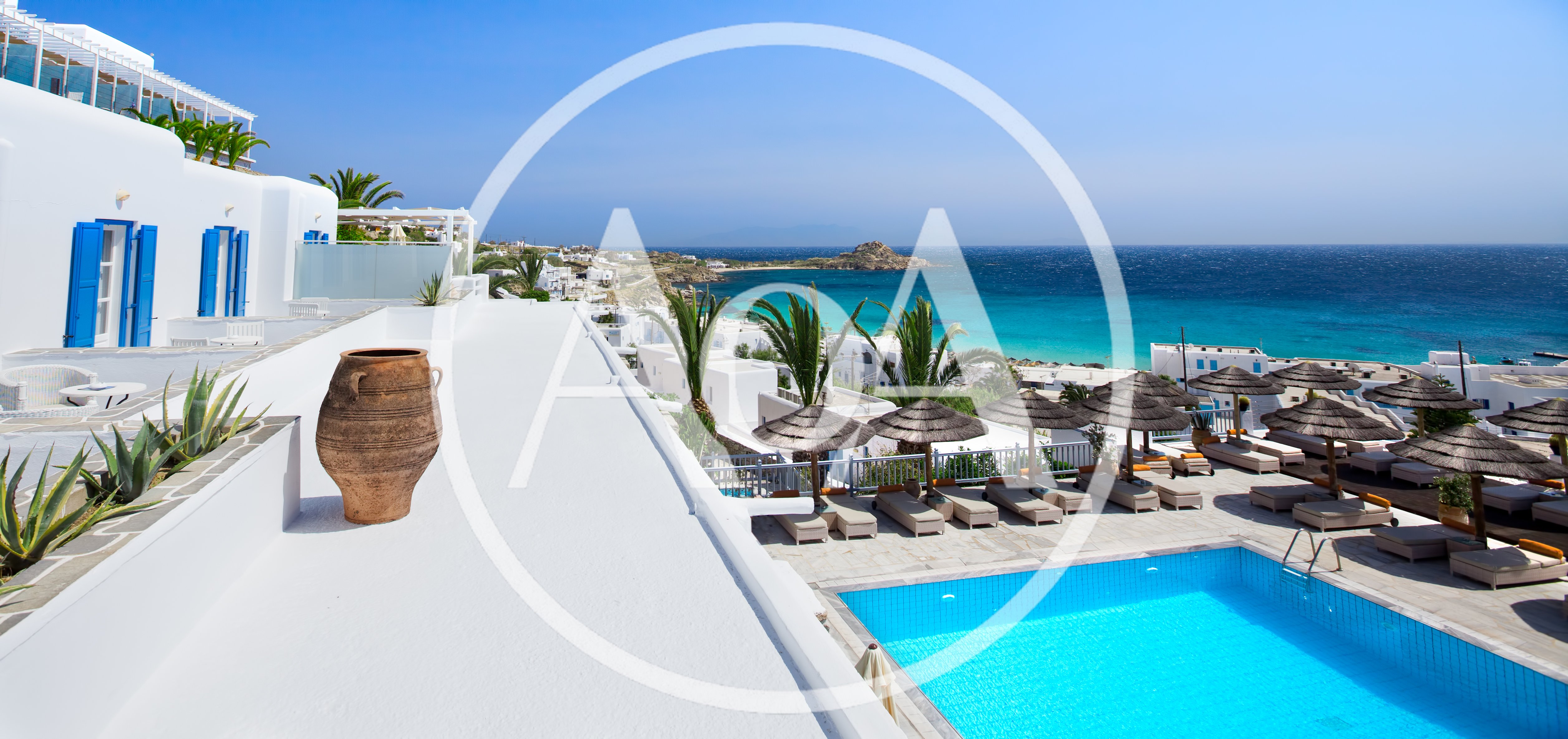Luxury Resort Terrace Overlooking Aegean Sea